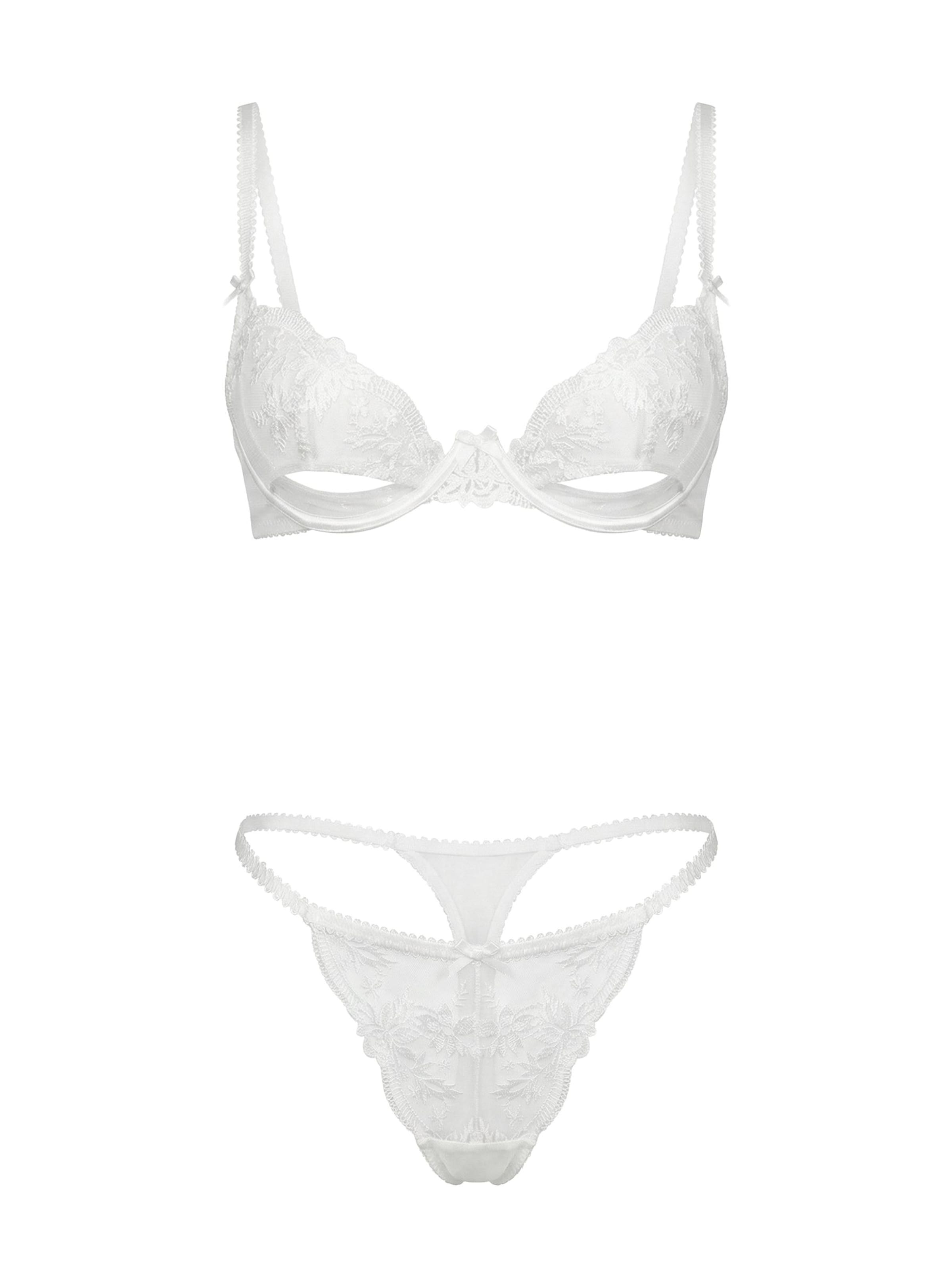 L.BEV Balconette Wäsche-Sets 'Eleganza Bianca Set' in Weiß: Vorderseite