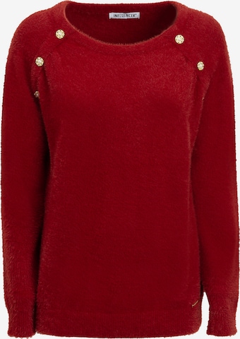 raudona Influencer Megztinis: priekis