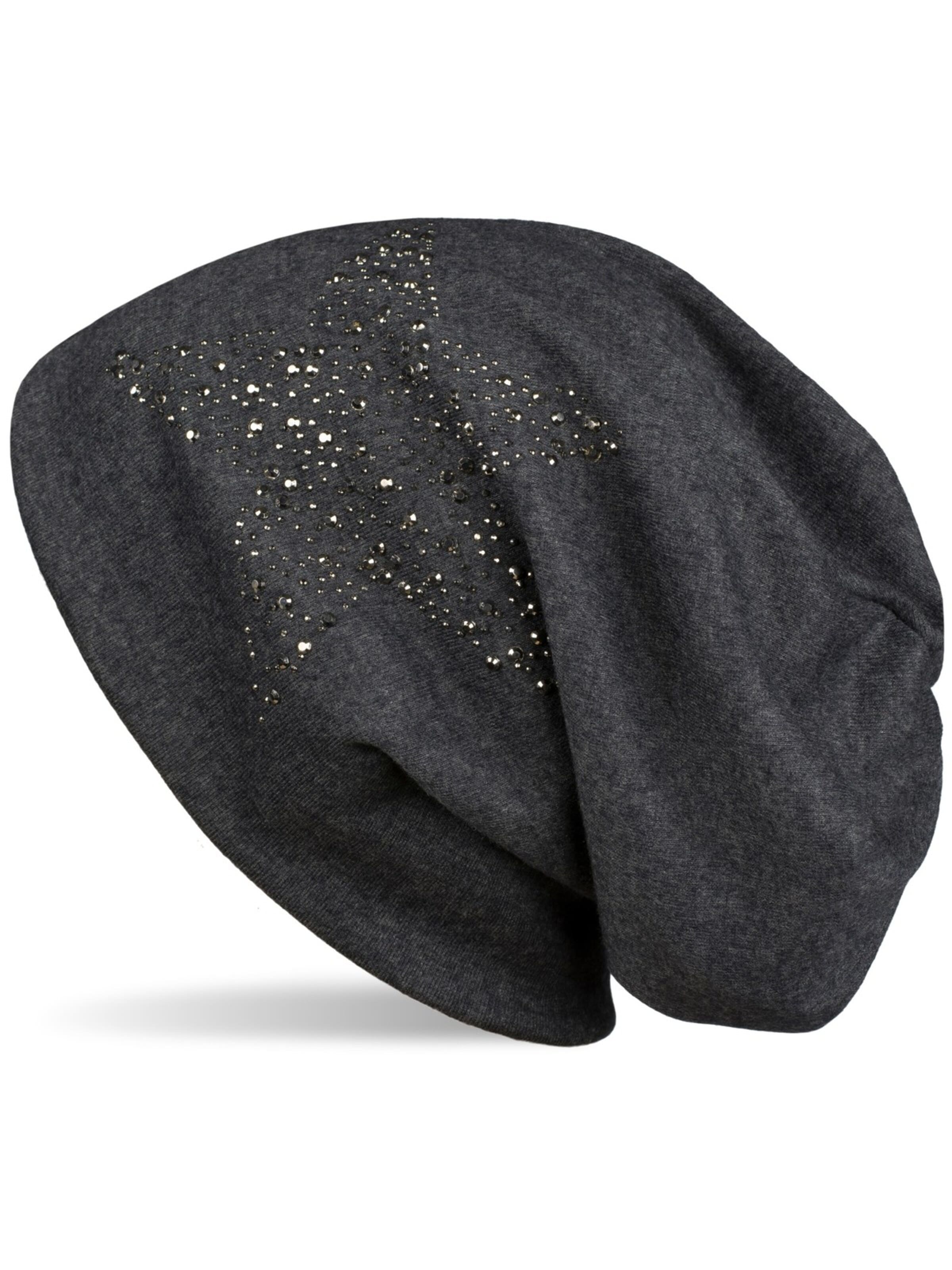 styleBREAKER Mütze 'Beanie Mütze mit Strass Nieten Stern'‌‌‌‌ in 54-64 in graumeliert, Produktansicht