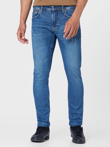 Coupe slim Jean 'Stanley' Pepe Jeans en bleu : devant