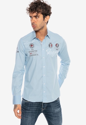 Redbridge Slim fit Button Up Shirt in Blue: front