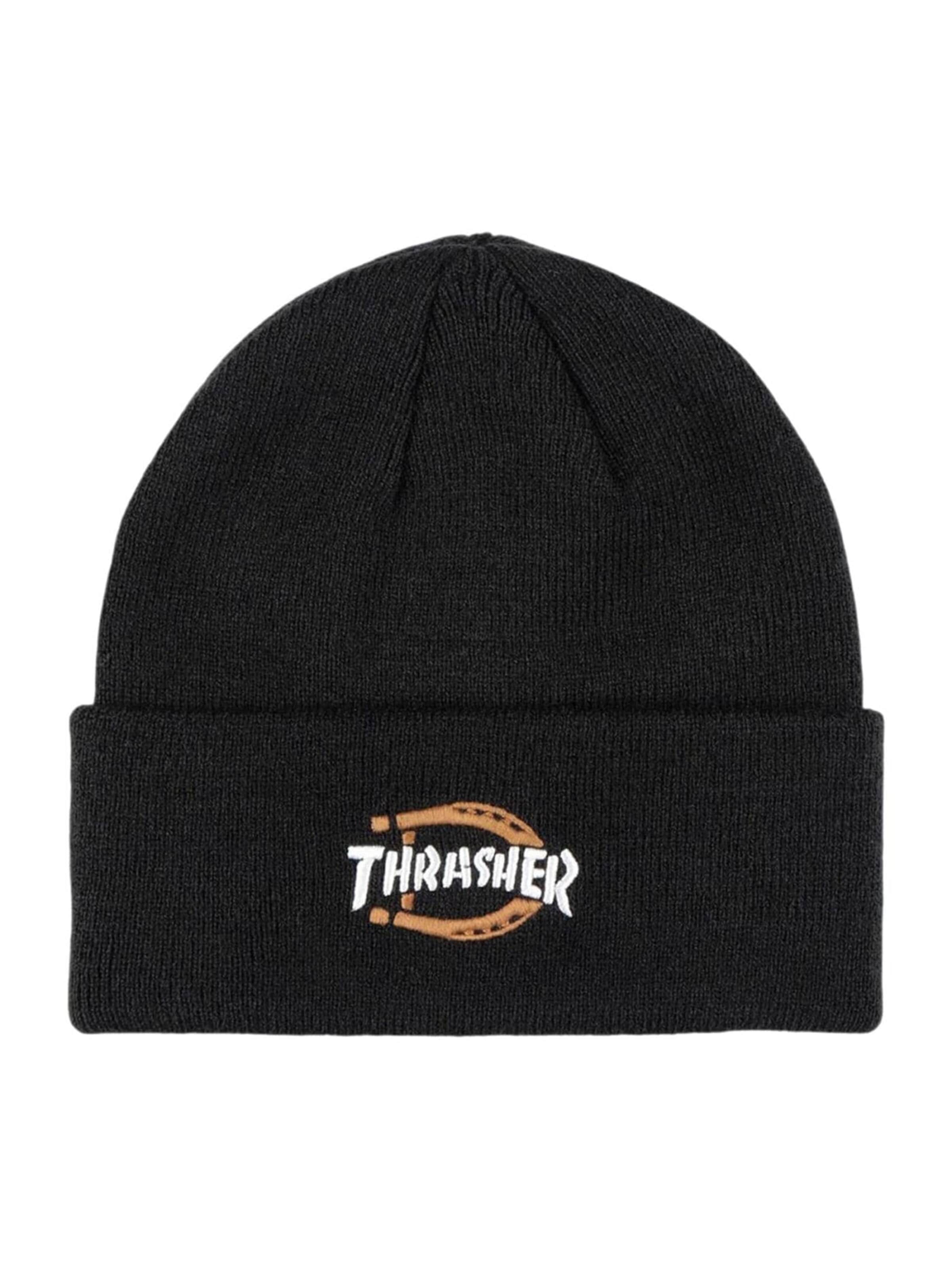 DICKIES Hue 'Thrasher x Beanie Black' i sort: forside