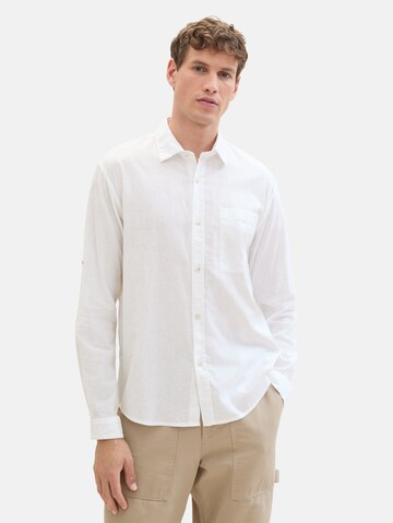 TOM TAILOR DENIM Regular fit Button Up Shirt in White: front