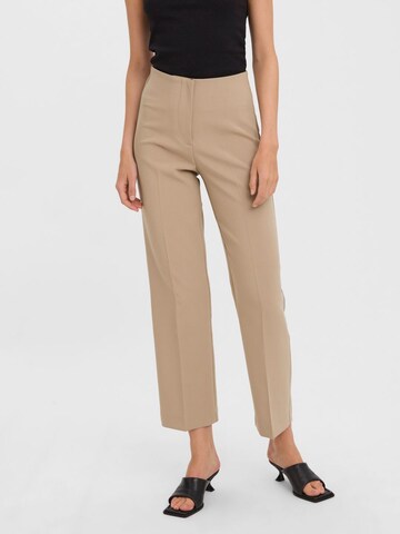 VERO MODA Loose fit Pleated Pants in Beige: front
