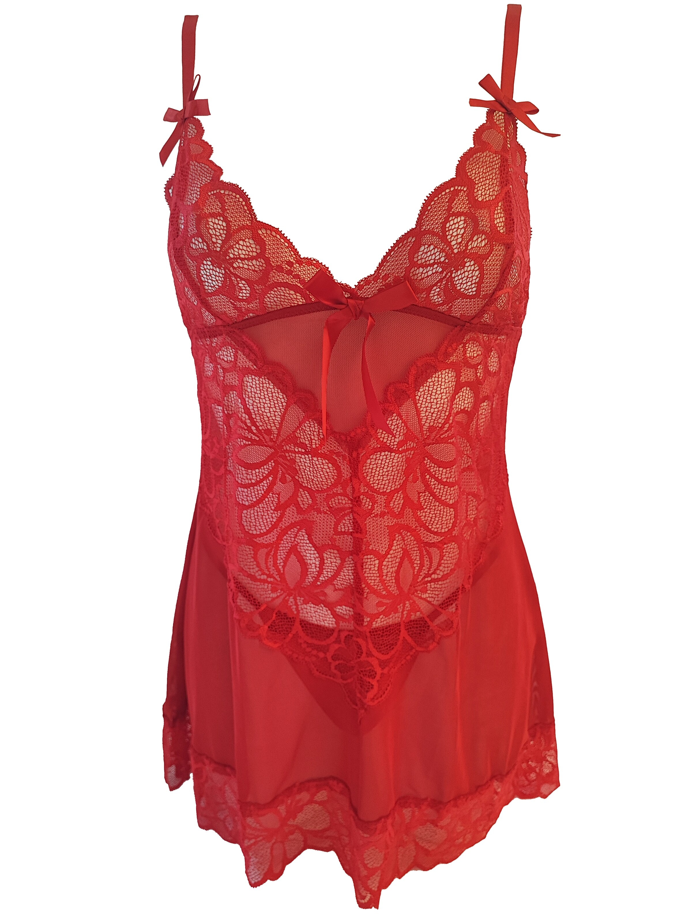 ORGANZA Lingerie Negligée 'Spitzennegligé'‌‌‌‌‌‌ in Rot: Vorderseite