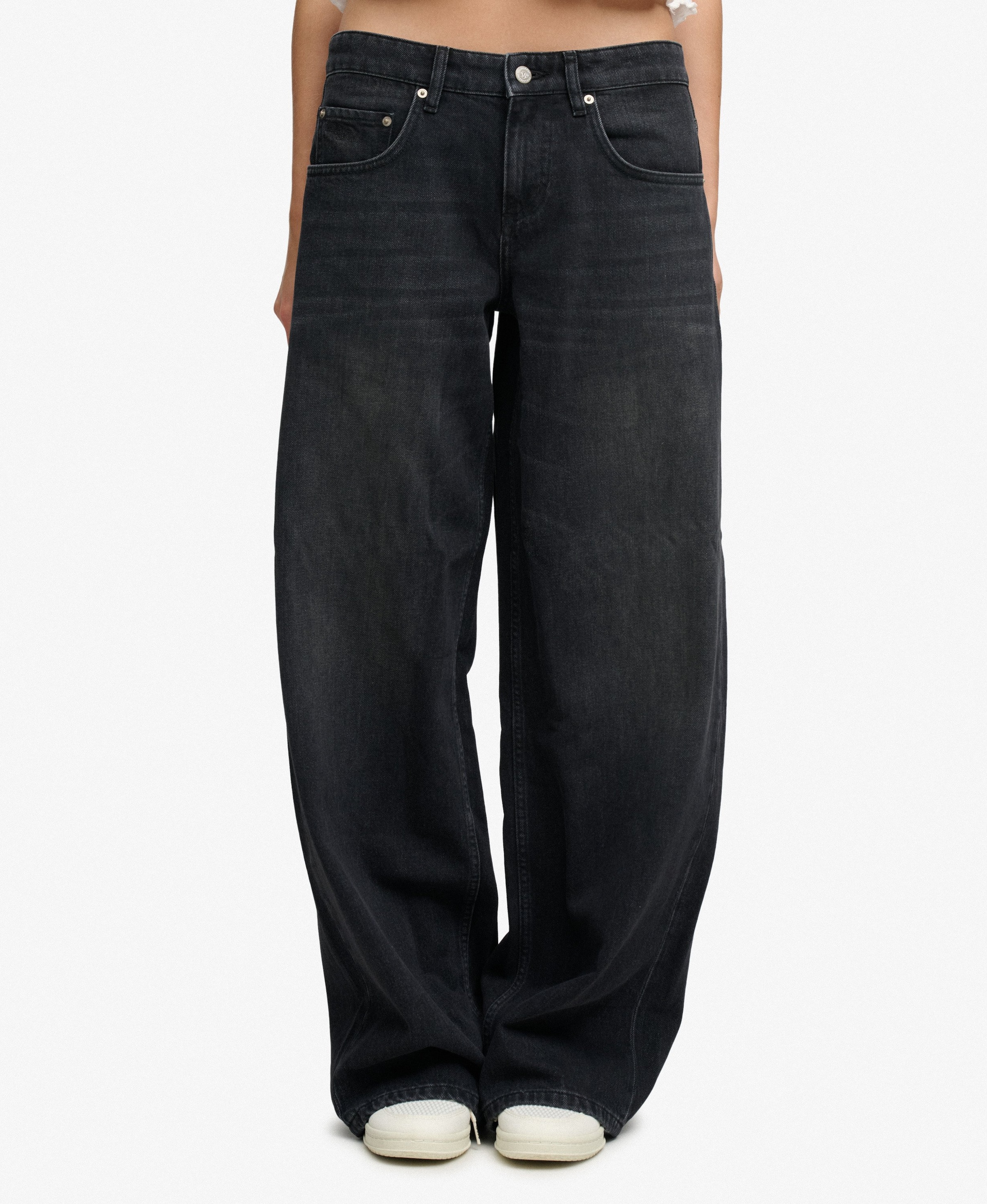 Superdry & Co Wide leg Jeans in Blauw: voorkant