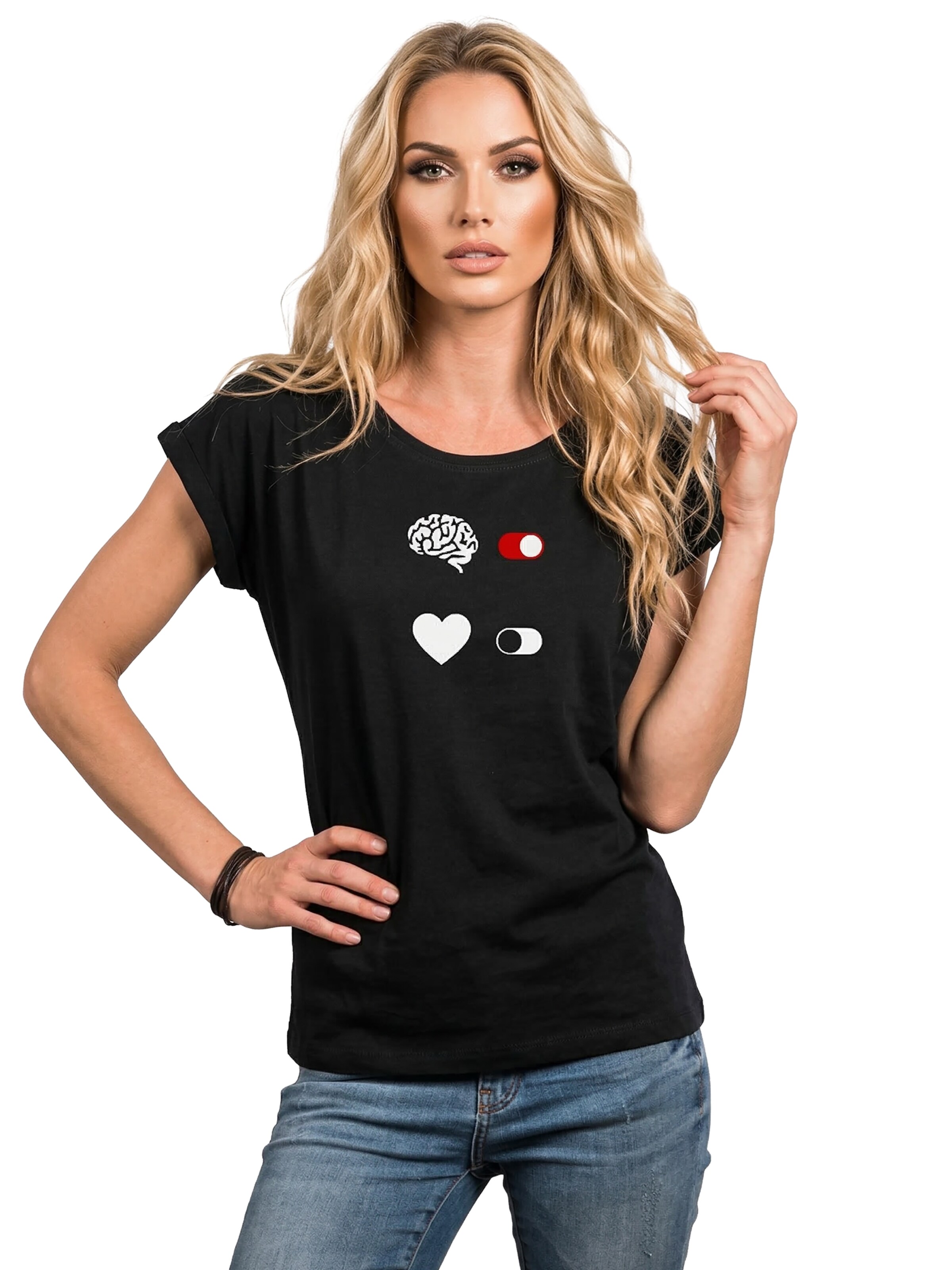 MAKAYA Shirt 'BrainOn' in Black: front