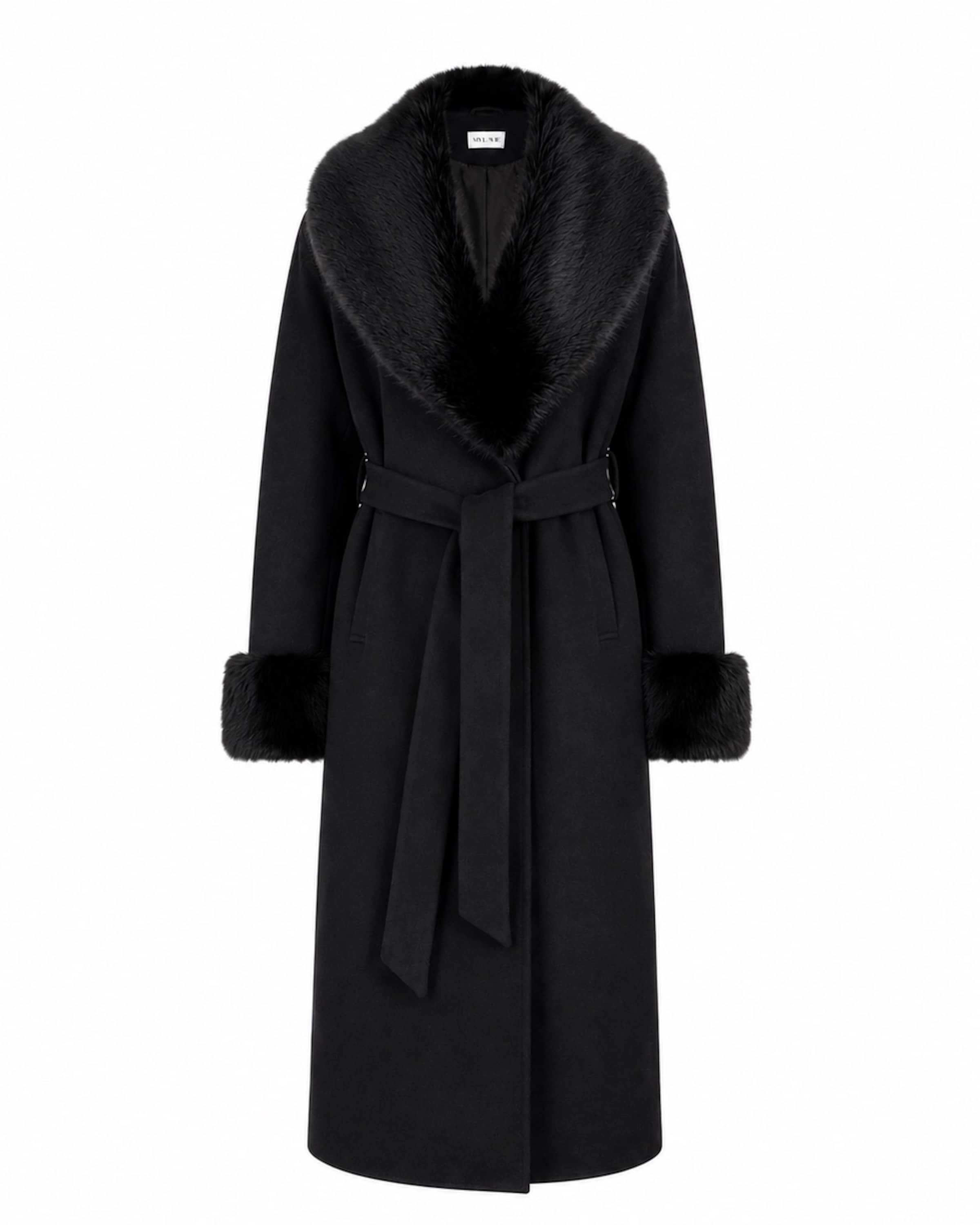 MYLAVIE by Sarah Harrison Wintermantel in XS in de kleur Zwart, Productweergave