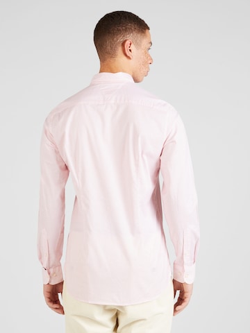 TOMMY HILFIGER Slim fit Button Up Shirt 'Flex' in Pink