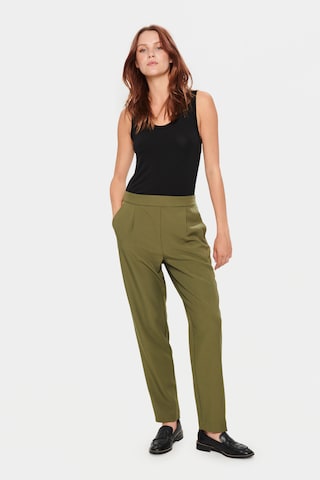 SAINT TROPEZ Regular Pleat-front trousers 'Celest' in Green