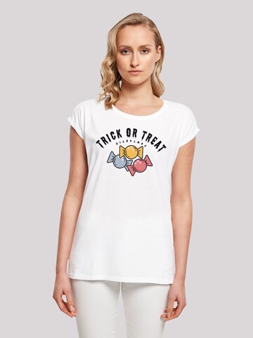 T-shirt 'Trick Or Treat Halloween' F4NT4STIC en blanc : devant
