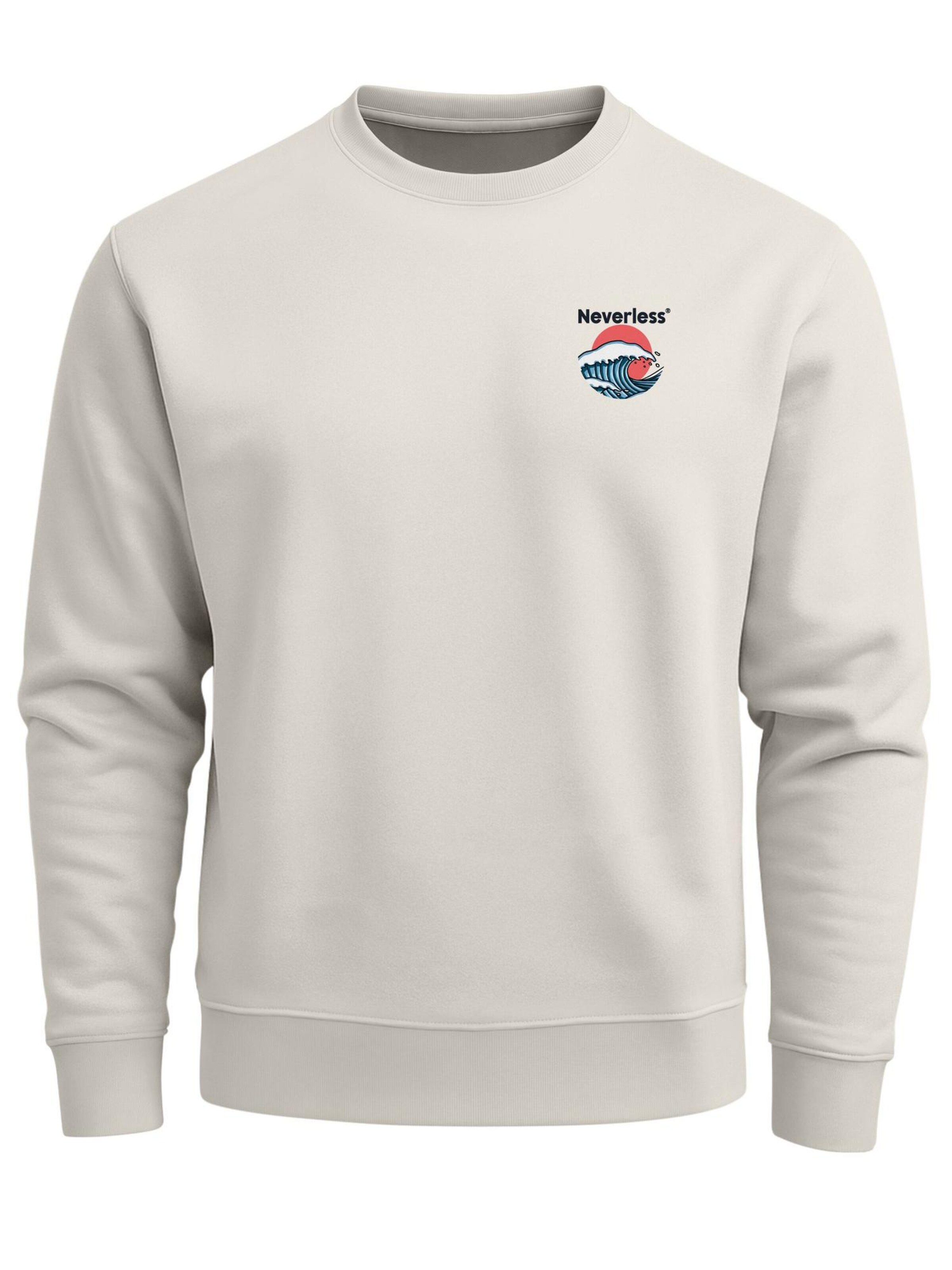 Neverless Sweatshirt 'Japan Wave' in Beige: front