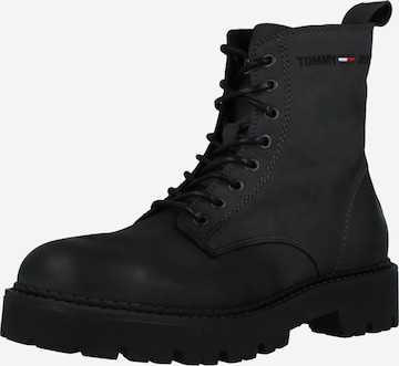 Tommy Jeans - Botas con cordones en gris: frente