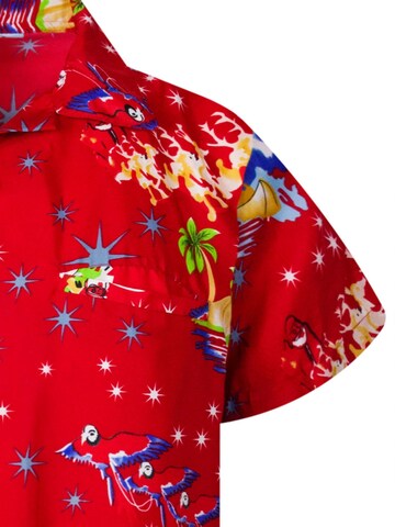 King Kameha Regular Fit Hemd 'Christmas Surf Santa'‌‌‌‌‌‌‌ in Rot