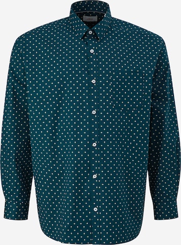 s.Oliver Men Big Sizes Button Up Shirt in Blue: front