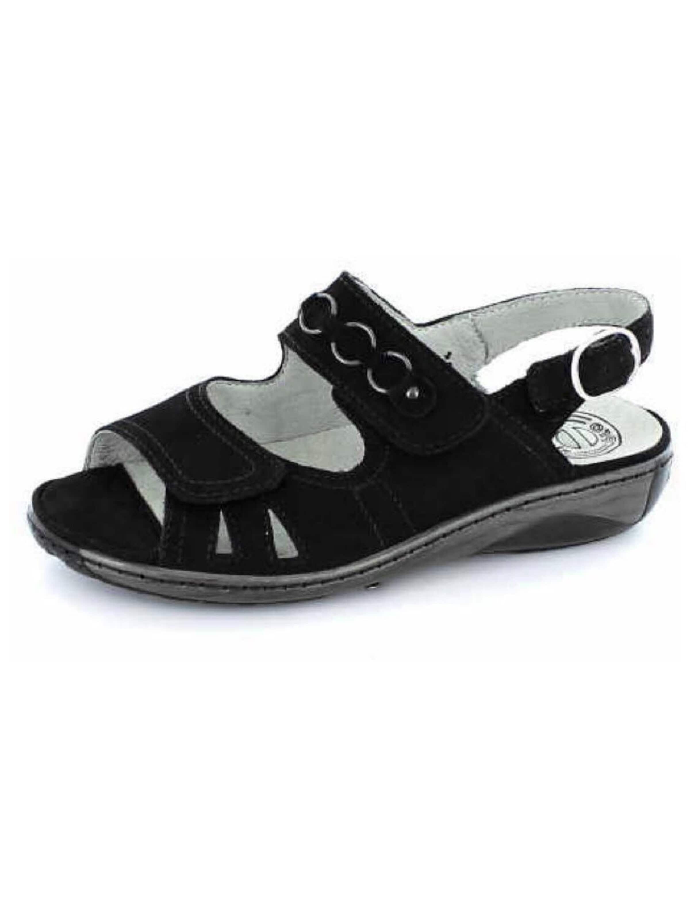 Sandales 'Sandale Damen 210004 191 001 Echtleder in schwarz' WALDLÄUFER en noir : devant