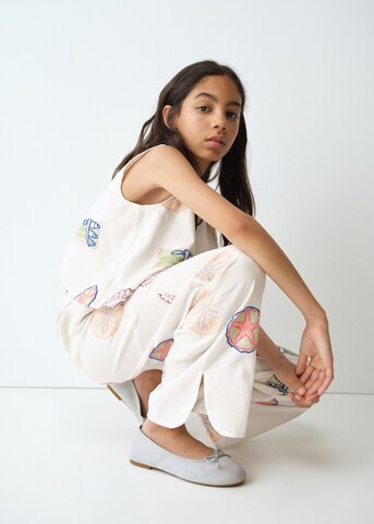 MANGO KIDS Loose fit Pants 'Sardiset' in White
