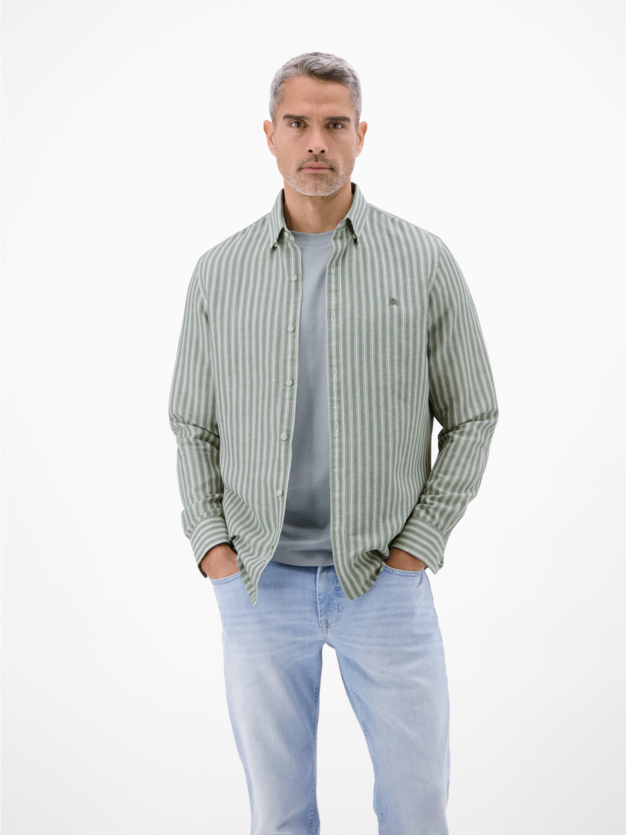 LERROS Regular fit Button Up Shirt in Grey: front