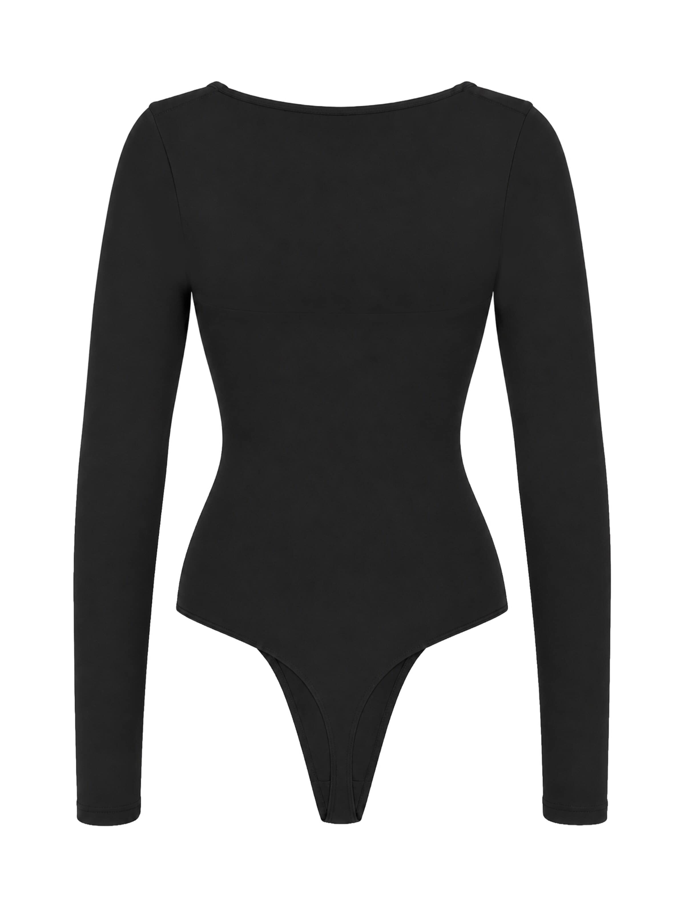 Body modellante 'Longsleeve Sculpting Bodysuit with String' di cfab in nero