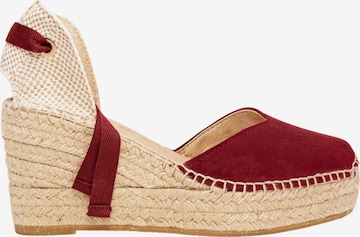 Sandalo 'Alpargata Cuña 8 cm' di Alhamas in rosso: frontale