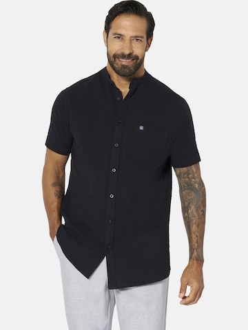 Jan Vanderstorm Comfort Fit Hemd 'Albart' in Schwarz: Vorderseite