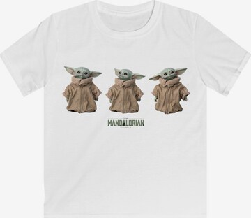 Maglietta 'The Mandalorian Baby Yoda' di F4NT4STIC in bianco: frontale