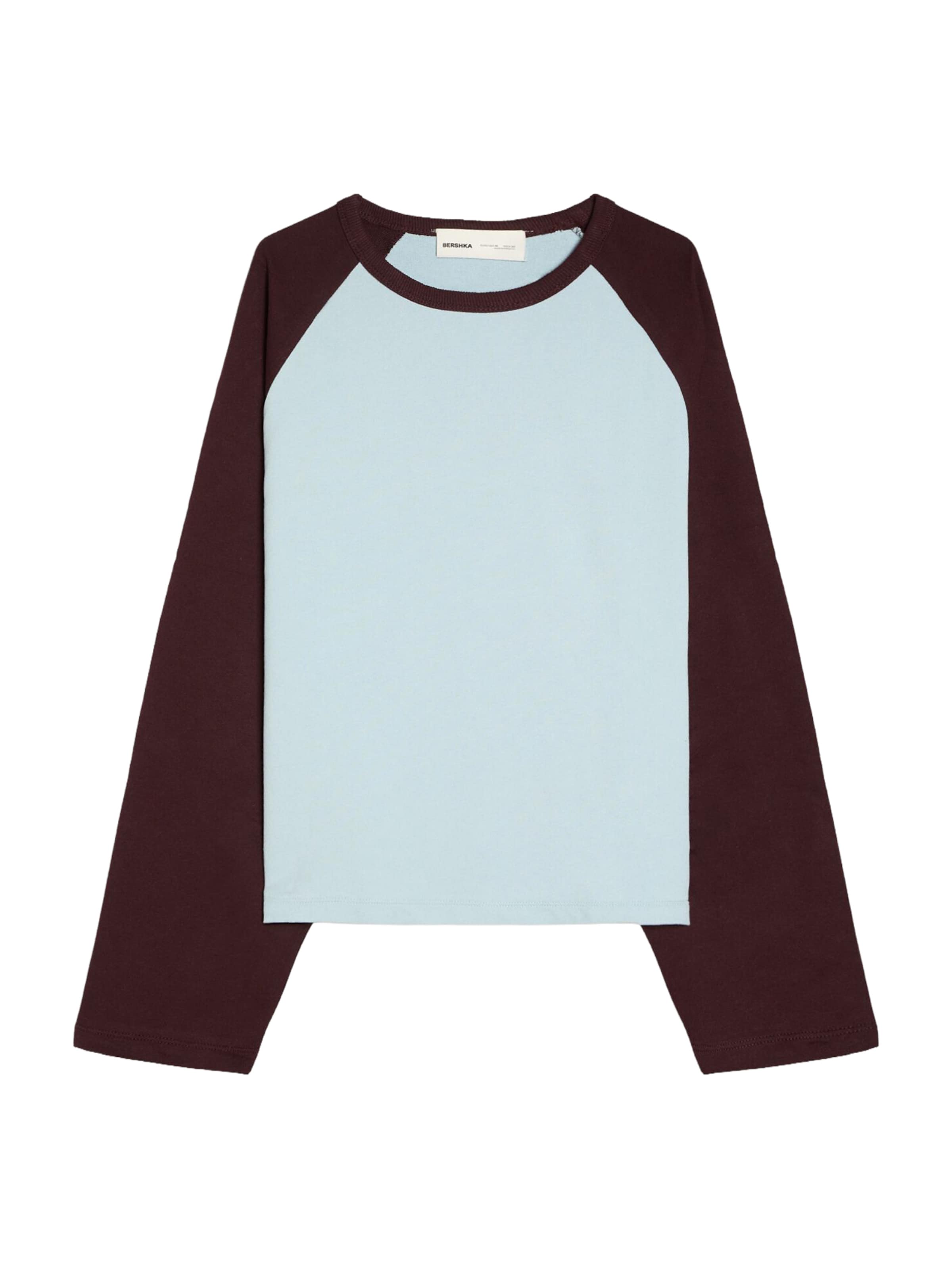 Bershka Sweatshirt i XS i pastelblå / mørkebrun, Produktvisning