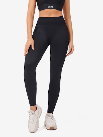 Skinny Pantaloni sport 'Flex' de la YEAZ pe negru: față