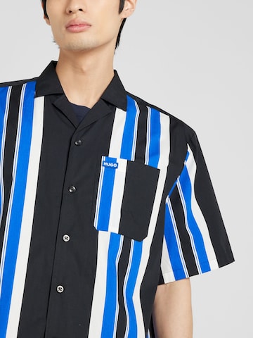 HUGO Blue Comfort fit Button Up Shirt 'Eligino' in Black