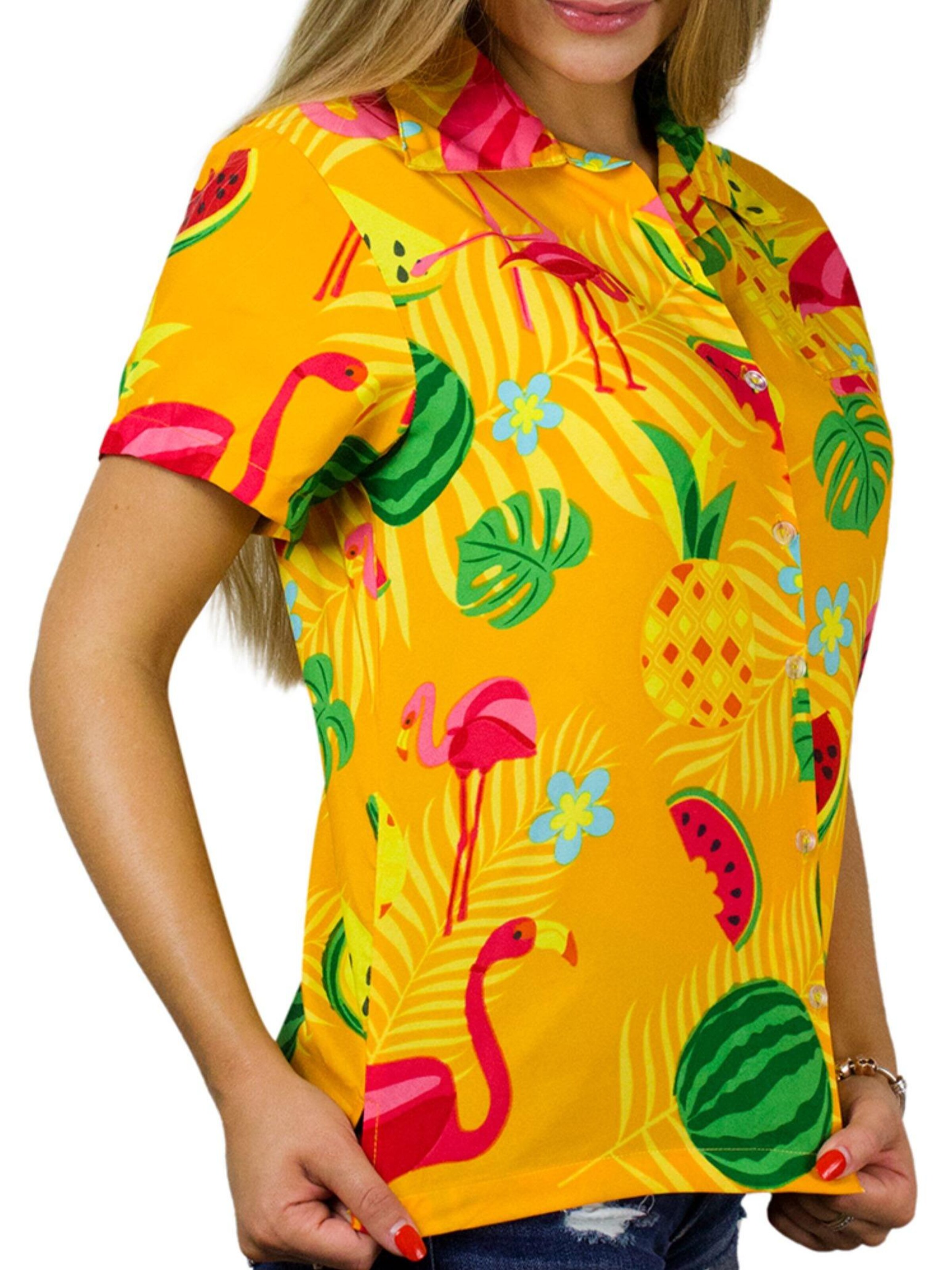 King Kameha Bluse 'Flamingo Melone'‌ in Gelb