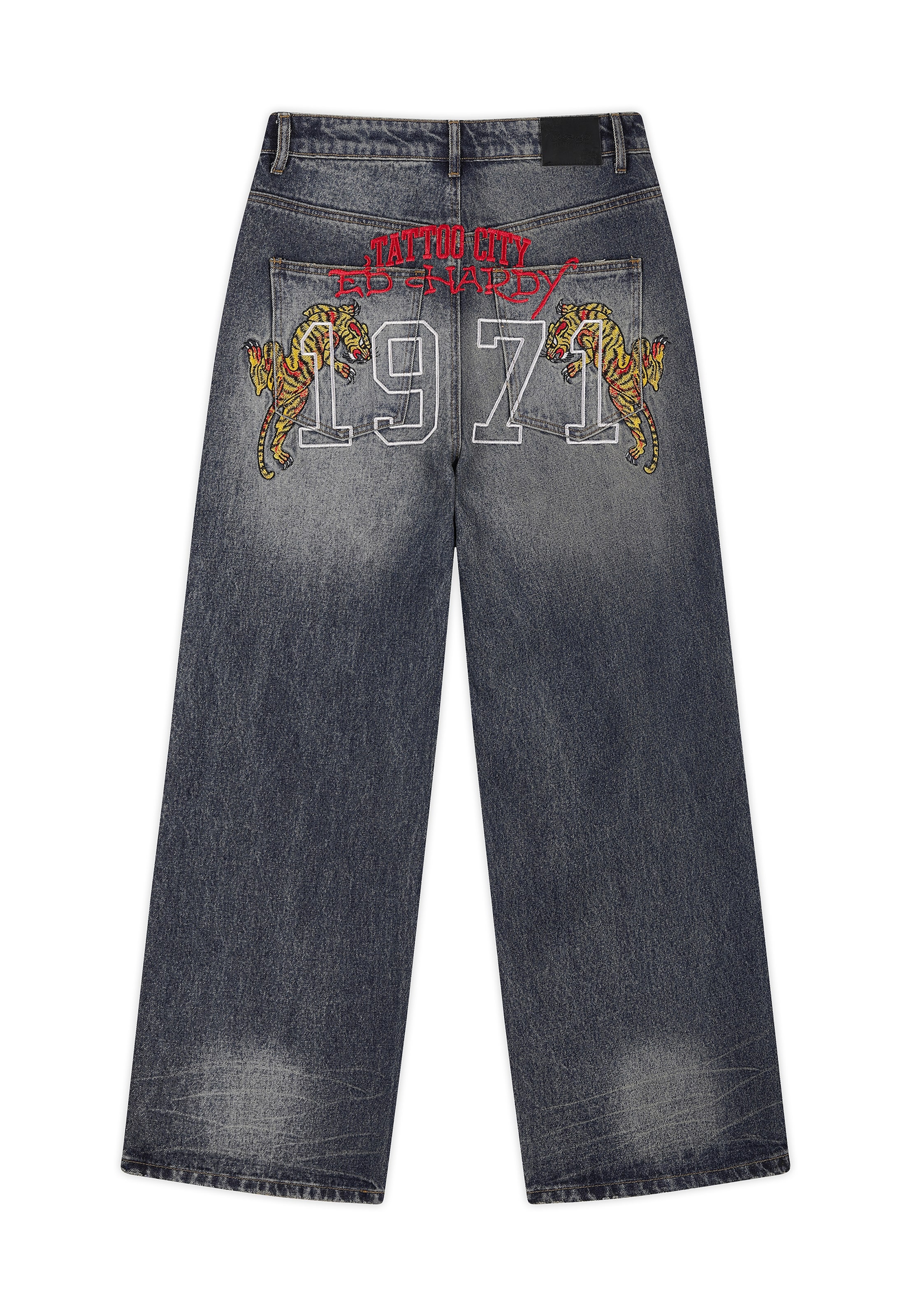 Ed Hardy Baggy Jeans 'Tattoo City Tiger' in Zwart