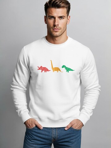 Neverless Sweatshirt 'Geometric Dino' in White