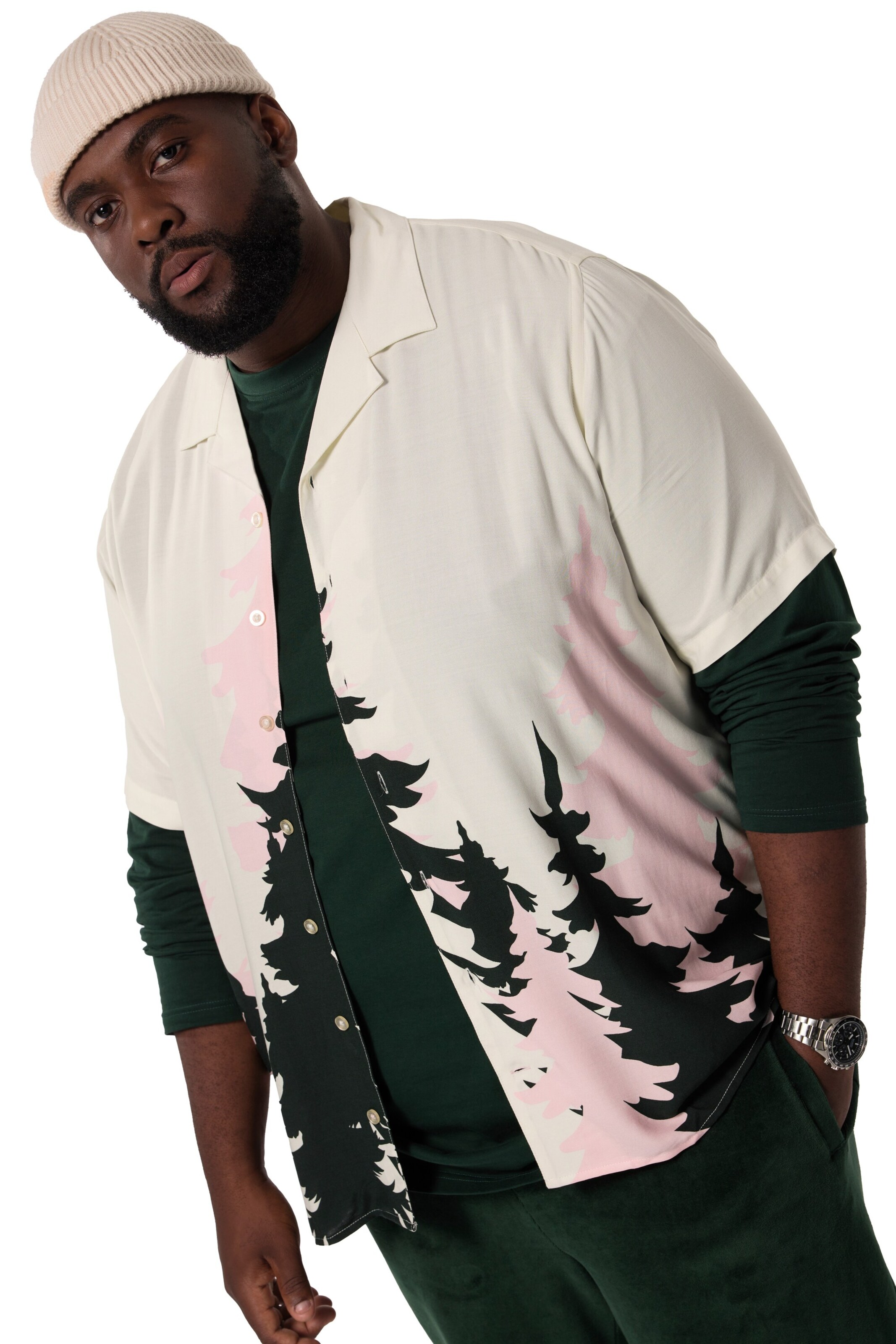 STHUGE Regular fit Button Up Shirt in White: front