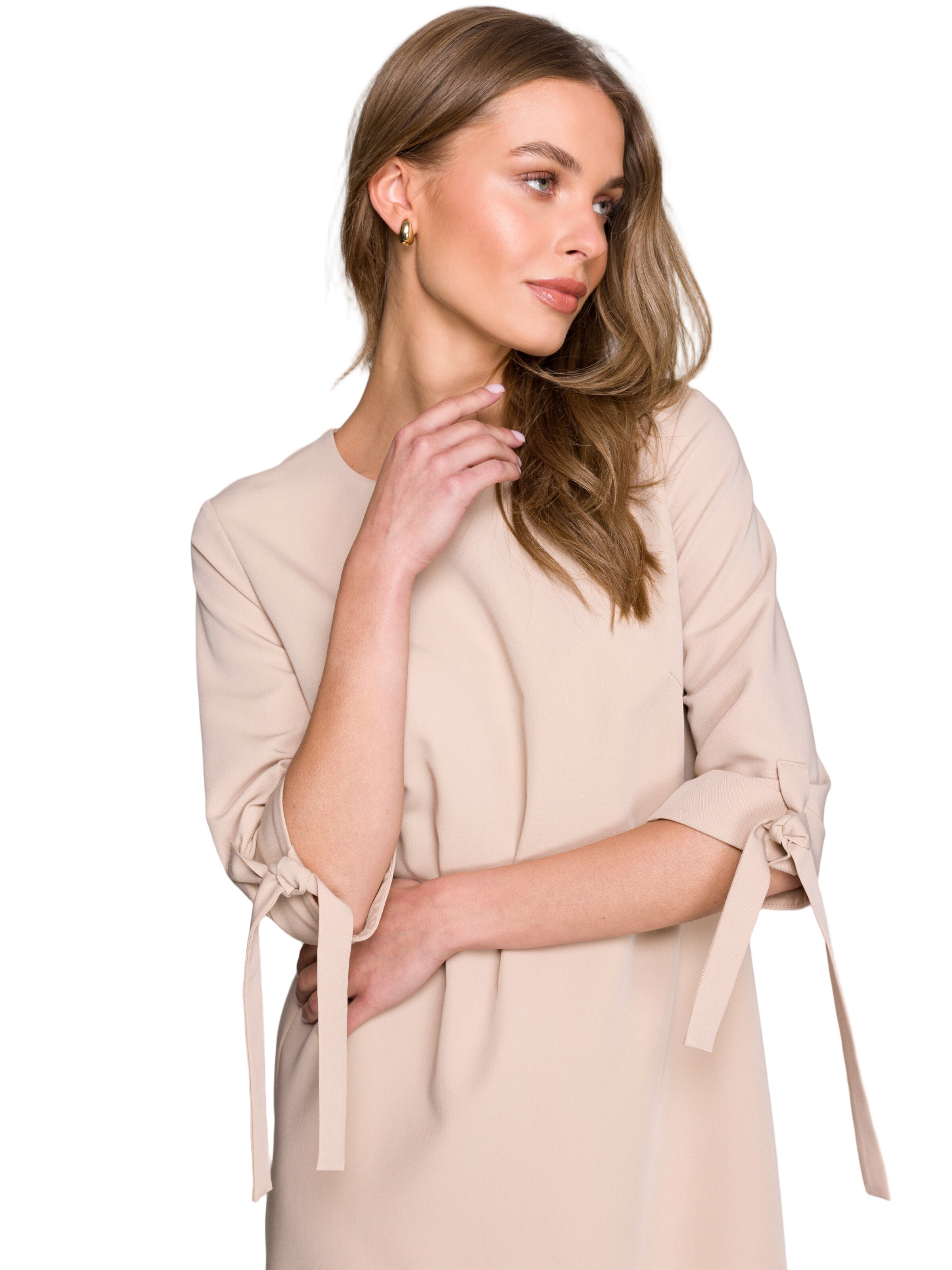 Stylove Sukienka 'Sukienka z wiązanymi rękawami' w kolorze beżowy