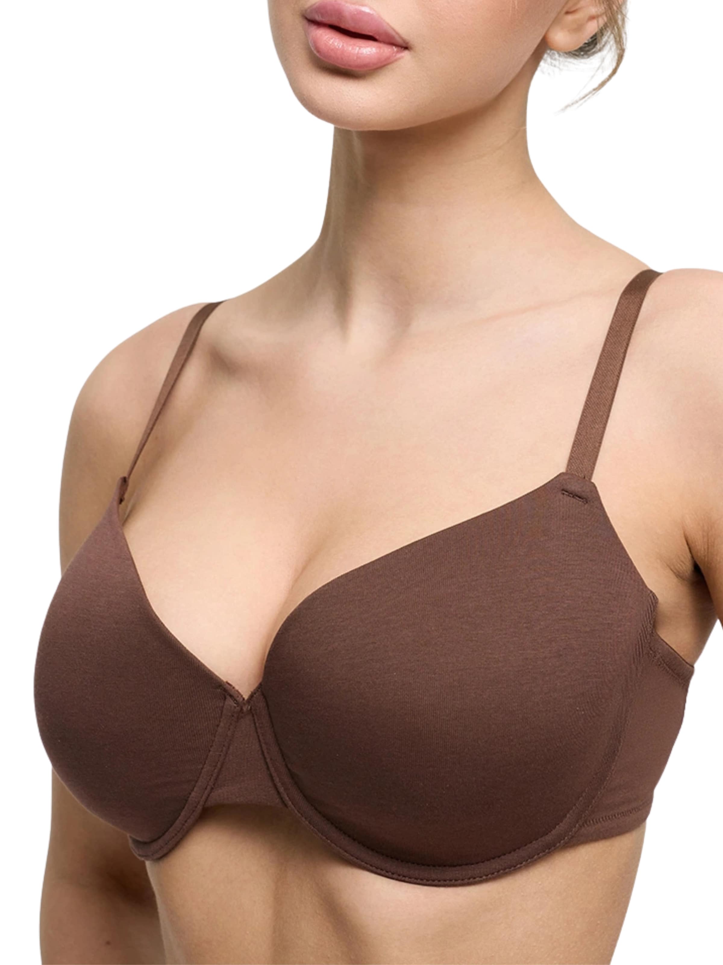 cfab by creamy fabrics T-shirt Bra 'Baumwoll T-Shirt-BH mit Bügel' in Brown: front