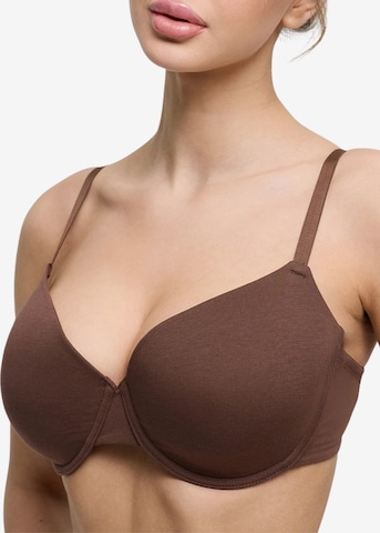 cfab by creamy fabrics Bra 'Baumwoll T-Shirt-BH mit Bügel' in Brown: front