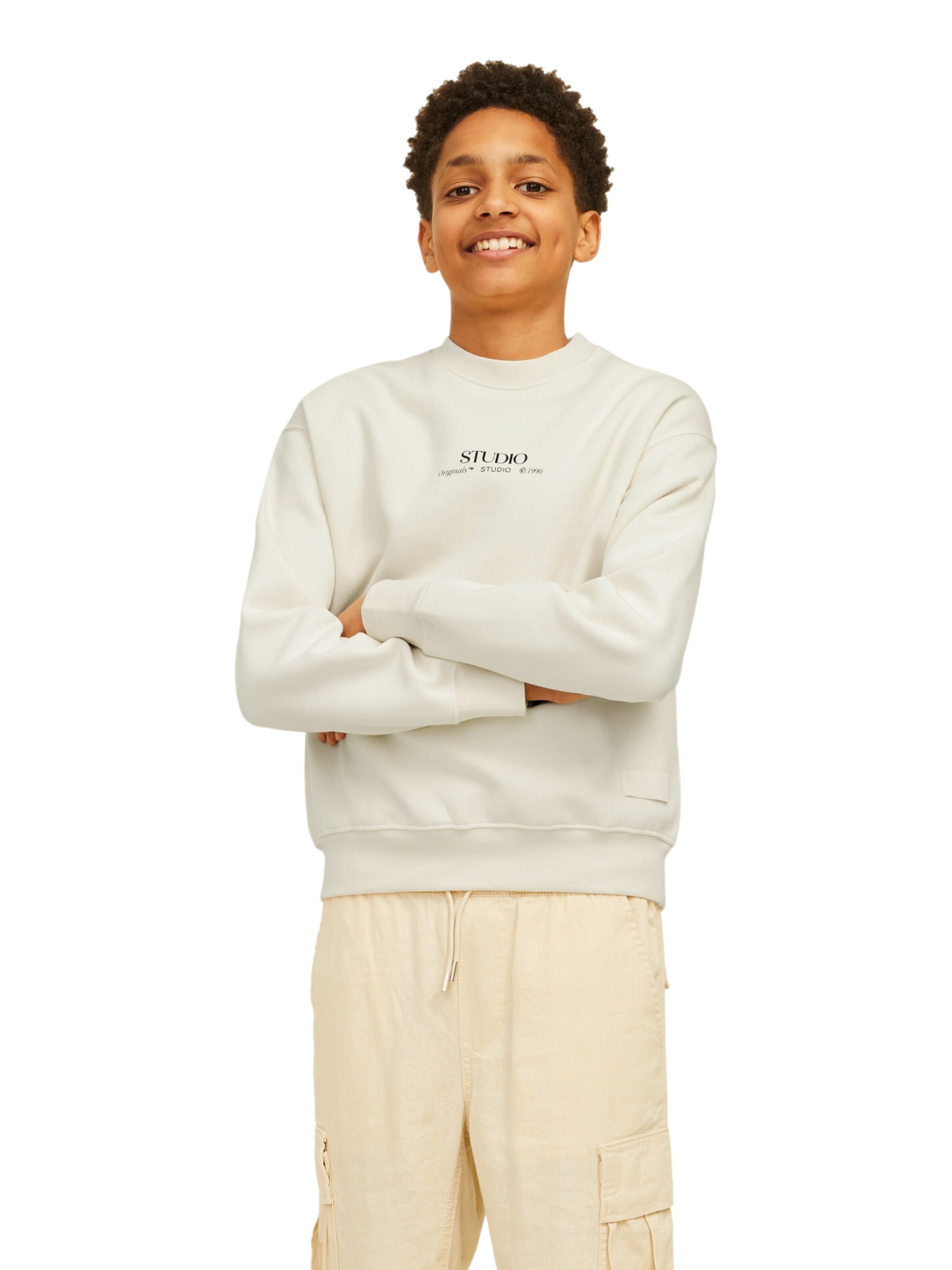 Jack & Jones Junior - Sweatshirt 'Brooklyn Graphic' em branco: frente