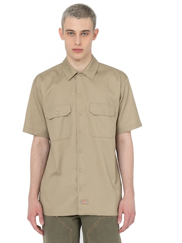 DICKIES Comfort fit Button Up Shirt 'work shirt' in Beige: front
