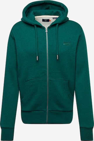 Superdry - Sudadera con cremallera en verde: frente