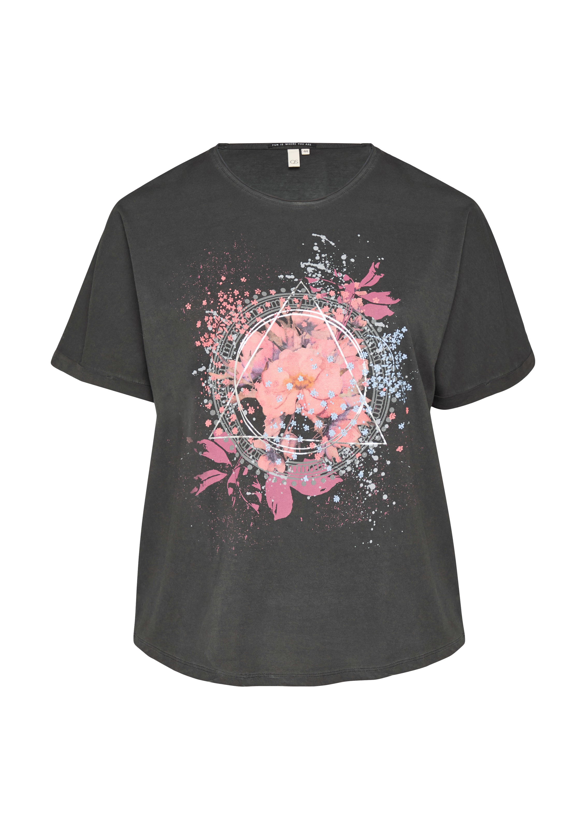 T-shirt QS en noir : devant