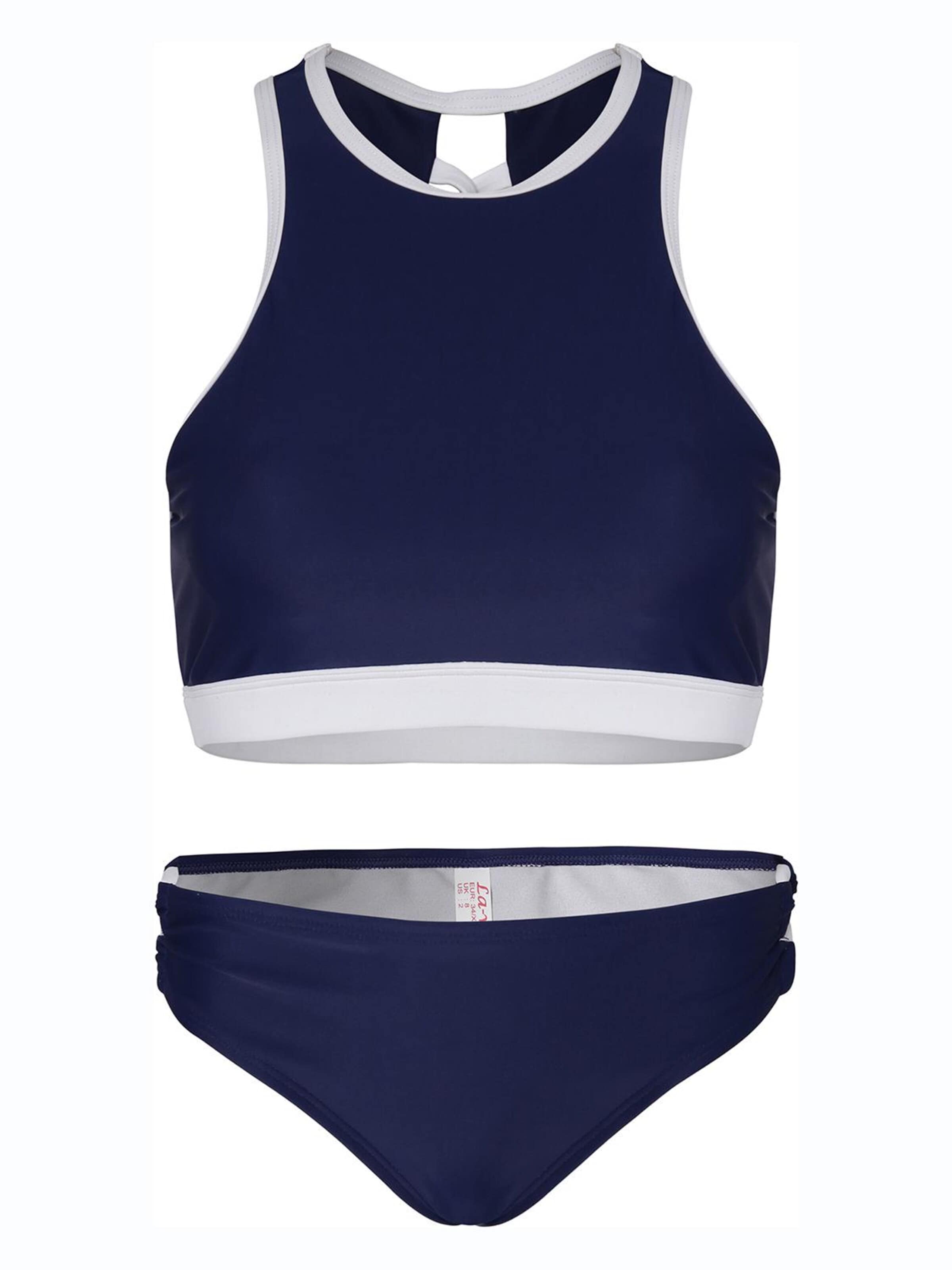 La V High neck Bikini 'Bikini Kreta' in Blue: front