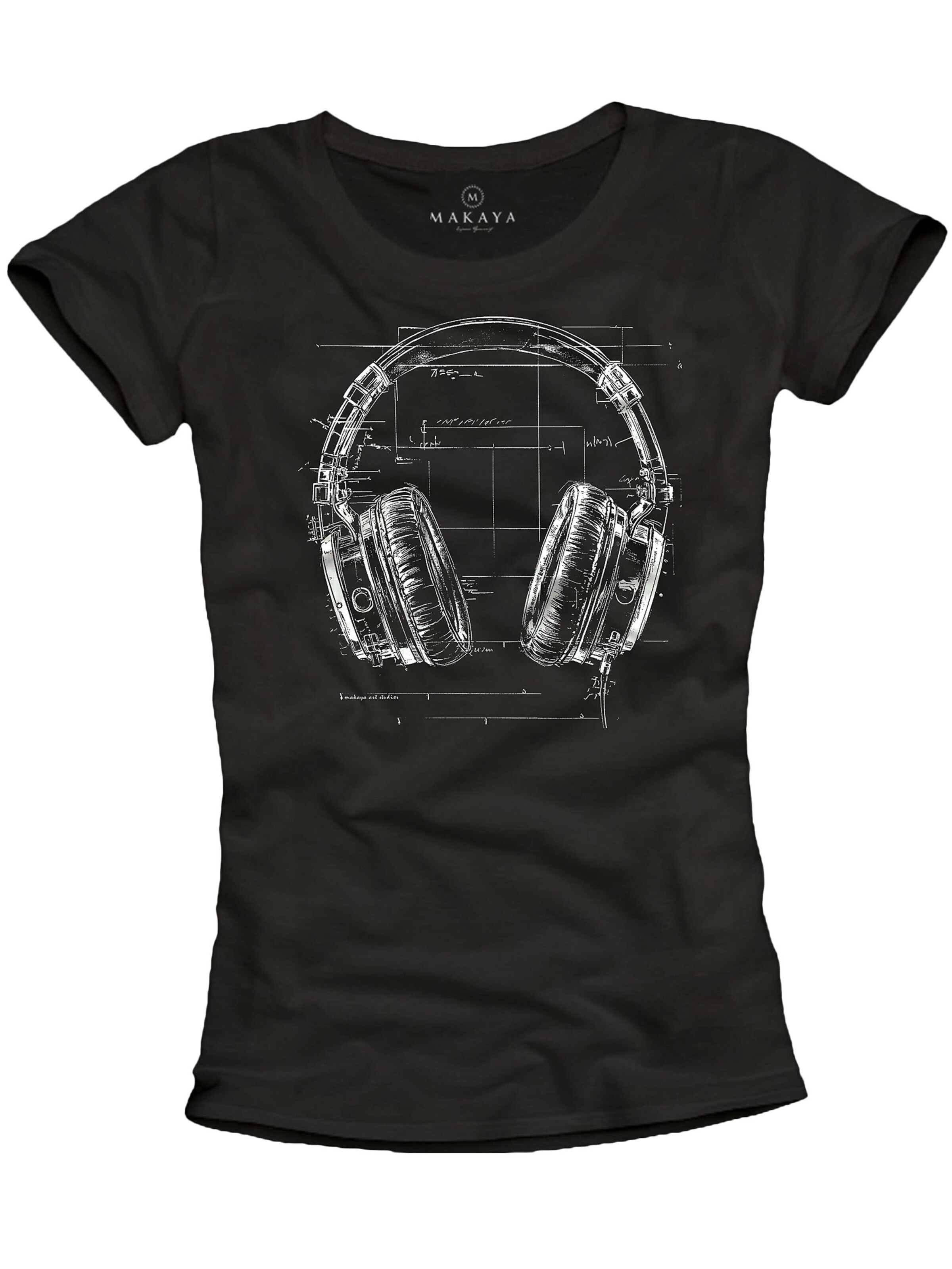 MAKAYA Shirt 'Blue Print Headphone' in S in Black, Item view