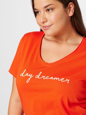 ONLY Carmakoma T-Shirt 'QUOTE' in Orange