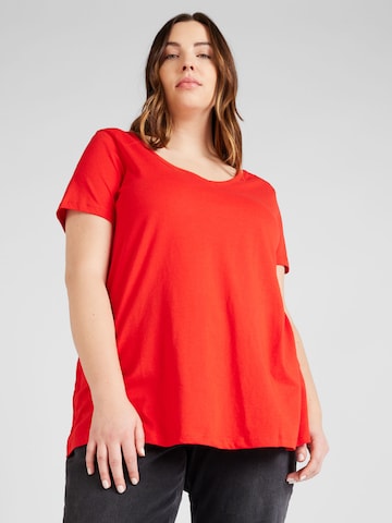 ONLY Carmakoma - Camisa 'Bonnie Life' em vermelho: frente