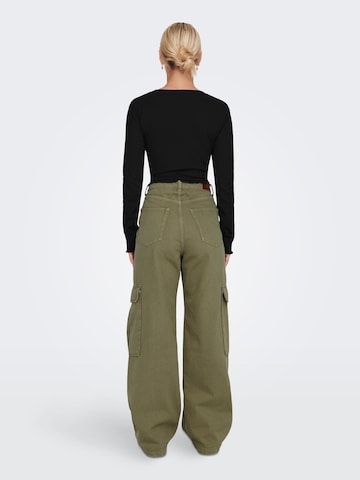 ONLY Wide leg Cargo trousers 'Hope' in Green