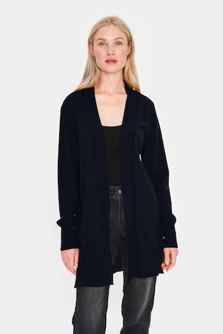 SAINT TROPEZ Knit Cardigan 'Casandra' in Blue: front