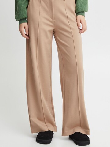 ICHI Wide leg Pantalon 'IHKATE' in Beige: voorkant