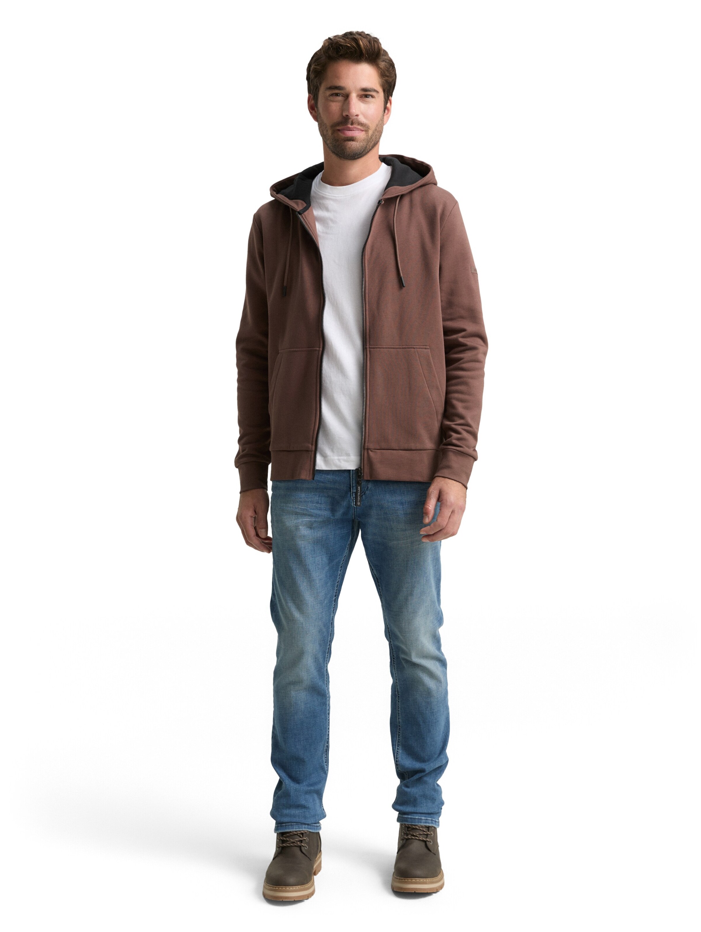 TOM TAILOR Sweatjacke in Braun