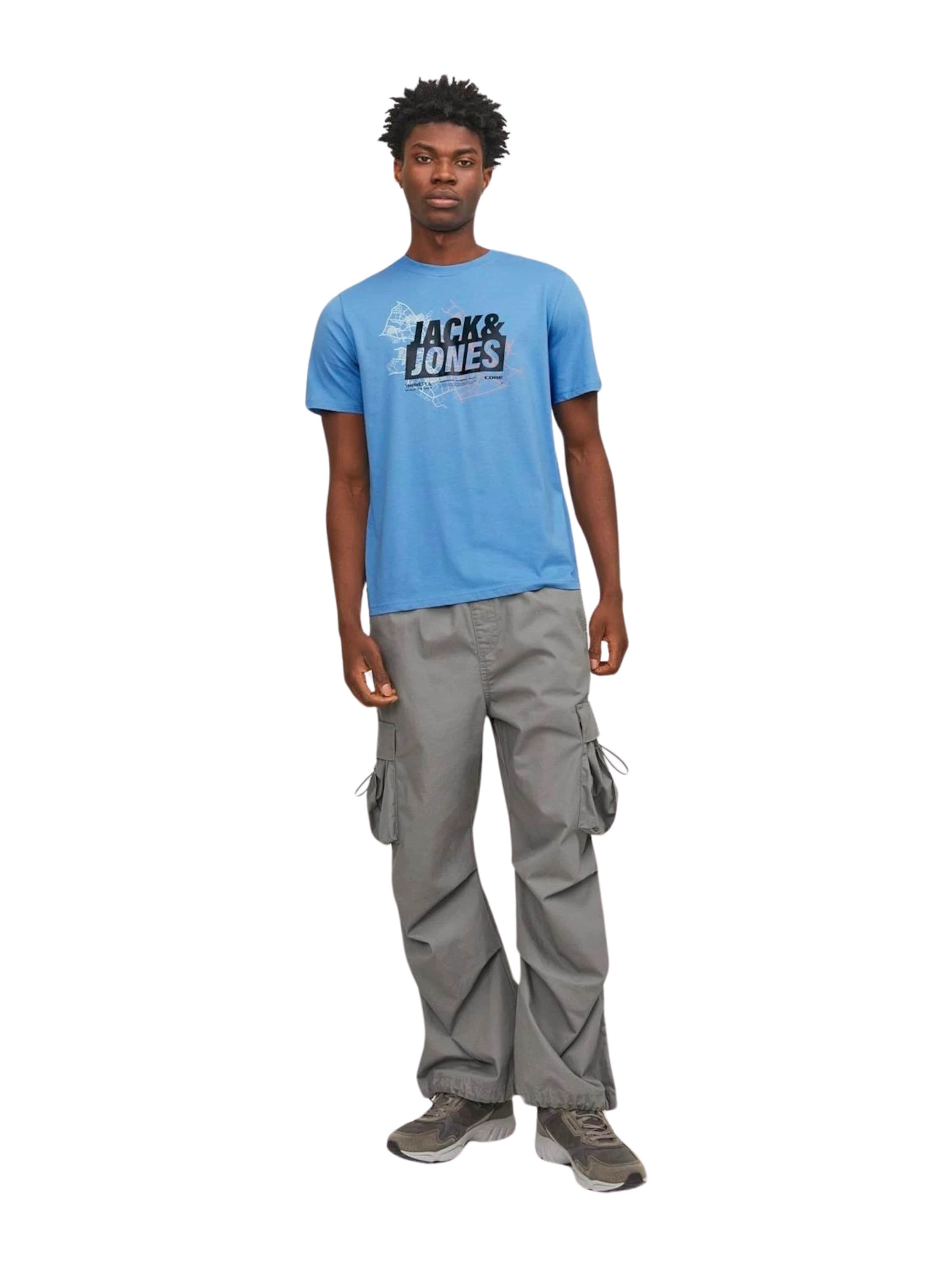 JACK & JONES Shirt 'Map' in Blue: front