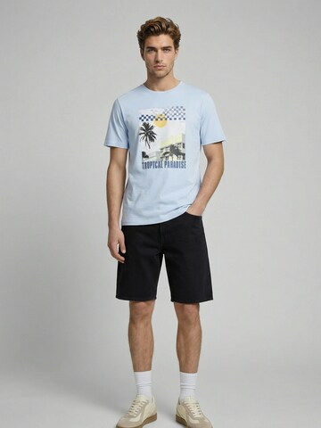 JJ Rebel Tričko 'JREBMASON' - Modrá